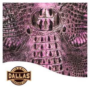 Embossed Leather Cuts | Alligator Deep Purple | Pre-Cut Sheets Select Size | DLCo | Embossed Cowhide | Leather Sheets