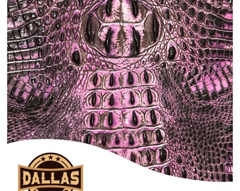 Embossed Leather Cuts | Alligator Deep Purple | Pre-Cut Sheets Select Size | DLCo | Embossed Cowhide | Leather Sheets