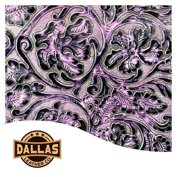 Embossed Leather Cuts | Cowboy Tool Deep Purple | Pre-Cut Sheets Select Size | DLCo | Embossed Cowhide