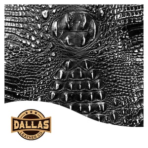 Embossed Leather Cuts | Alligator Black & Silver | Pre-Cut Sheets Select Size | DLCo | Embossed Cowhide | Leather Sheets