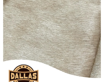 Genuine Leather Cuts | Solid Beige | Pre-Cut Sheets Pick Size | Hair On Cowhide | Natural Cowhide | DLC