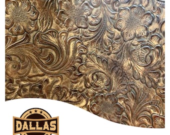 Tagli di pelle goffrata / Marrone fiore selvatico / Fogli pretagliati Seleziona dimensione / DLCo / Pelle di mucca goffrata