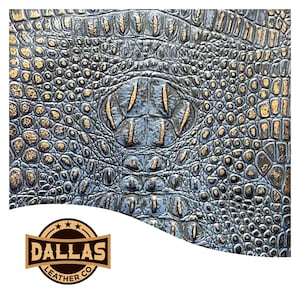 Embossed Leather Cuts | Alligator Hornback Oxford | Pre-Cut Sheets Select Size | DLCo | Embossed Cowhide | Leather Sheets