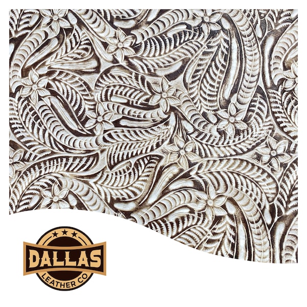 Embossed Leather Cuts | Dallas Vainilla | Pre-Cut Sheets Select Size | Embossed Cowhide | DLCo | Leather Sheets