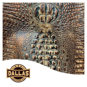 Embossed Leather Cuts | Alligator Copper & Brown | Pre-Cut Sheets Select Size | DLCo | Embossed Cowhide | Leather Sheets
