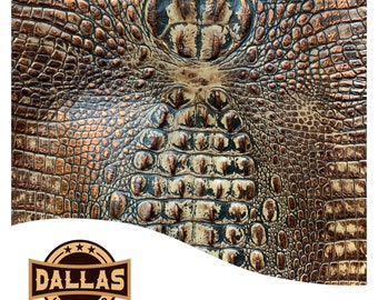 Embossed Leather Cuts | Alligator Copper & Brown | Pre-Cut Sheets Select Size | DLCo | Embossed Cowhide | Leather Sheets
