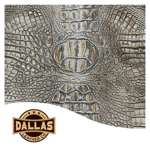 Embossed Leather Cuts | Alligator Sunshine | Pre-Cut Sheets Select Size | DLCo | Embossed Cowhide | Leather Sheets Exotic Leather
