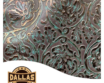 Tłoczone kawałki skóry | Cowboy Tool Dark Lagoon Bronze | Wstępnie przycięte arkusze Wybierz rozmiar | DLCo | Tłoczona skóra bydlęca