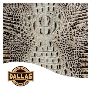 Embossed Leather Cuts | Alligator Ivory Chocolate Gold | Pre-Cut Sheets Select Size | DLCo | Embossed Cowhide | Leather Sheets
