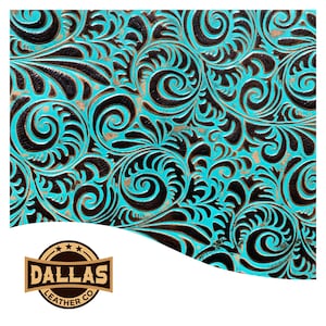 Embossed Leather Cuts | Caracol Brown Turquoise | Pre-Cut Sheets | DLCo | Cowhide Embossed