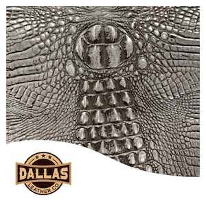 Embossed Leather Cuts | Alligator Silver & Grey | Pre-Cut Sheets Select Size | DLCo | Embossed Cowhide | Leather Sheets