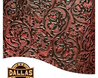Embossed Leather Cuts | Cowboy Tool Dark Red | Pre-Cut Sheets Select Size | DLCo | Embossed Cowhide