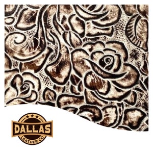 Embossed Leather Cuts | Roses Ivory Gold | Pre-Cut Sheets Pick Size | DLCo