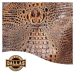 Embossed Leather Cuts | Alligator Dark Saddle | Pre-Cut Sheets Select Size | DLCo | Embossed Cowhide | Leather Sheets