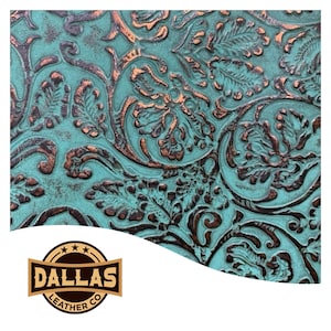 Embossed Leather Cuts | Cowboy Tool Copper Turquoise | Pre-Cut Sheets Select Size | DLCo | Embossed Cowhide Finest Leather Cuts