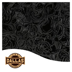 Découpes de cuir en relief | Roses noires | Feuilles prédécoupées Sélectionnez la taille | DLCo | Cuir de vachette gaufré
