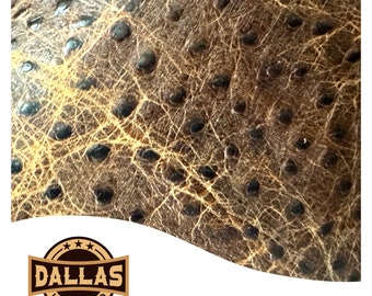 Embossed Leather Cuts | Struzzo Sierra Caramel | Pre-Cut Sheets Select Size | DLCo |Cowhide Embossed