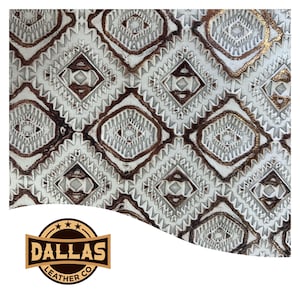 Embossed Leather Cuts | Aztec Ivory Chocolate Gold | Pre-Cut Sheets | DLCo | Embossed Cowhide, Leather cuts