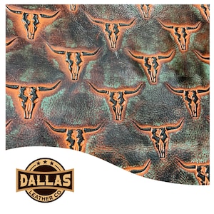 Découpes de cuir en relief | Mini longhorn antique | Feuilles prédécoupées Sélectionnez la taille | DLCo | Cuir de vachette gaufré | Draps en cuir