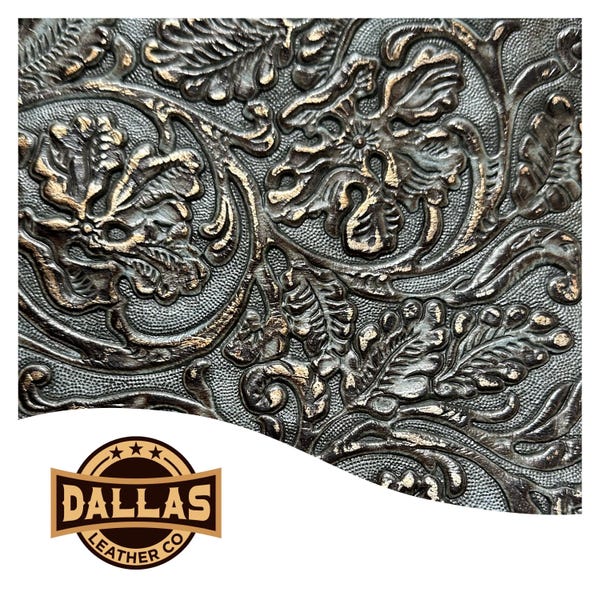 Cortes de couro em relevo | Jeans com revestimento Cowboy Tool | Folhas pré-cortadas | Selecione o tamanho | DLCo | Couro bovino em relevo