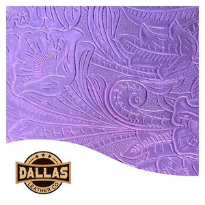 Embossed Leather Cuts | Denver Purple | Pre-Cut Sheets | DLCo | Cowhide Embossed | Leather For Crafters | Leather Sheets | Floral Embossed