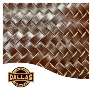 Embossed Leather Cuts | Trenzado Brown | Pre-Cut Sheets Select Size | DLCo |Cowhide Embossed