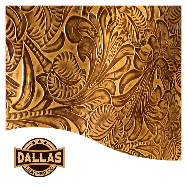 Embossed Leather Cuts | Floral Saddle | Pre-Cut Sheets Select Size | DLCo |Cowhide Embossed