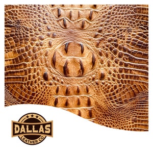 Découpes de cuir en relief | Selle en alligator | Feuilles prédécoupées Sélectionnez la taille | DLCo | Cuir de vachette gaufré | Draps en cuir