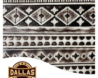 Embossed Leather Cuts | Navajo Ivory Chocolate Gold | Pre-Cut Sheets | DLCo | Sizes for Cafters