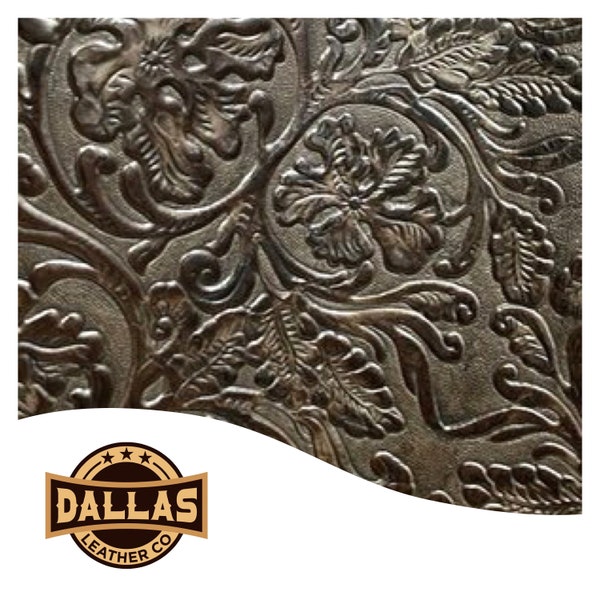 Recortes de couro em relevo | Cowboy Tool Chocolate | Folhas pré-cortadas - Selecione o tamanho | DLCo | Couro bovino em relevo | Folhas de couro