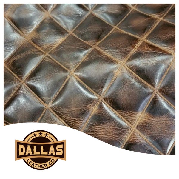 Cortes de couro em relevo | Diamond Stitch Sierra Walnut | Folhas pré-cortadas | DLCo | Tamanhos para couro decorativo Cafters