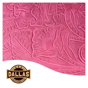 Geprägte Lederschnitte | Denver Rosa | Vorgeschnittene Bögen | DLCo | Rindslederprägung | Leder für Handwerker | Lederlaken | Florale Prägung