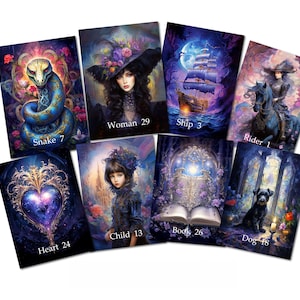Lenormand im gotischen Stil – 51 Karten – 74 x 105 mm – 400 Gramm, Orakelkarten, Lenormand-Karten.