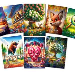 Lenormand joyeux - Format pont 58 x 88 mm - 42 cartes - 350 grammes - brillant - Cartes Lenormand