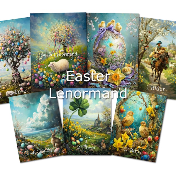 Pâques Lenormand - 49 cartes - 10,5 x 7,5 cm - brillant - 350 grammes