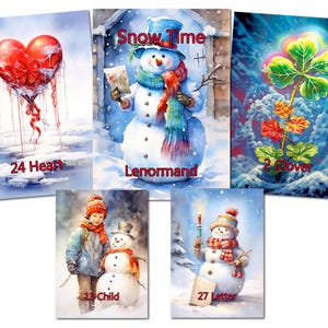 Snow Time Lenormand - 48 cards - glossy - Bridge format 58 x 88mm - Lenormand cards, Oracle cards.