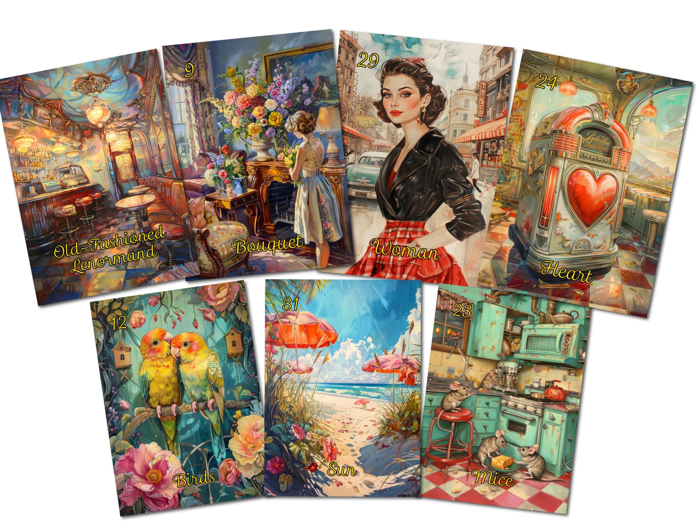 Old-Fashioned Lenormand 49 cards - 74 x 105 mm - 400grams.