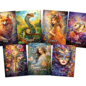 Flowers Lenormand 44 cards - 74 x 105 mm - glossy - 400 grams, Lenormand cards, oracle cards.