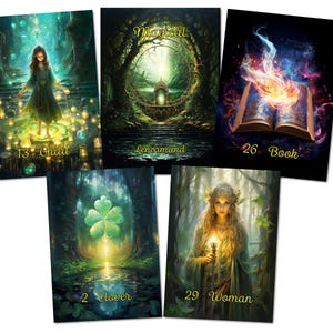 Lenormand mágico - 36 cartas - 74 x 105 mm - 400 gramas - brilhante - Cartas Lenormand, cartas de oráculo, inspiradas na Wicca.