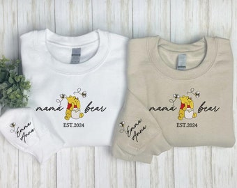 Custom Embroidered Mama Bear Shirt, Personalized  Mama Bear Sweatshirt, Embroidered Gift For Mama Shirt, Mothers Day Gift ESA040.H.C