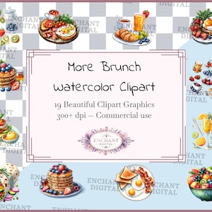 Brunch Vol 2 clipart Watercolor Weekend Breakfast Food clipart instant download PNG graphics bundle Commercial Use image 1