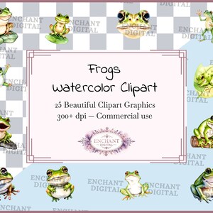 Clipart de sapos - Sapos verdes aquarela, sapos, lagoa, vida, lírio, clipart, download instantâneo - Pacote de gráficos PNG - Uso comercial
