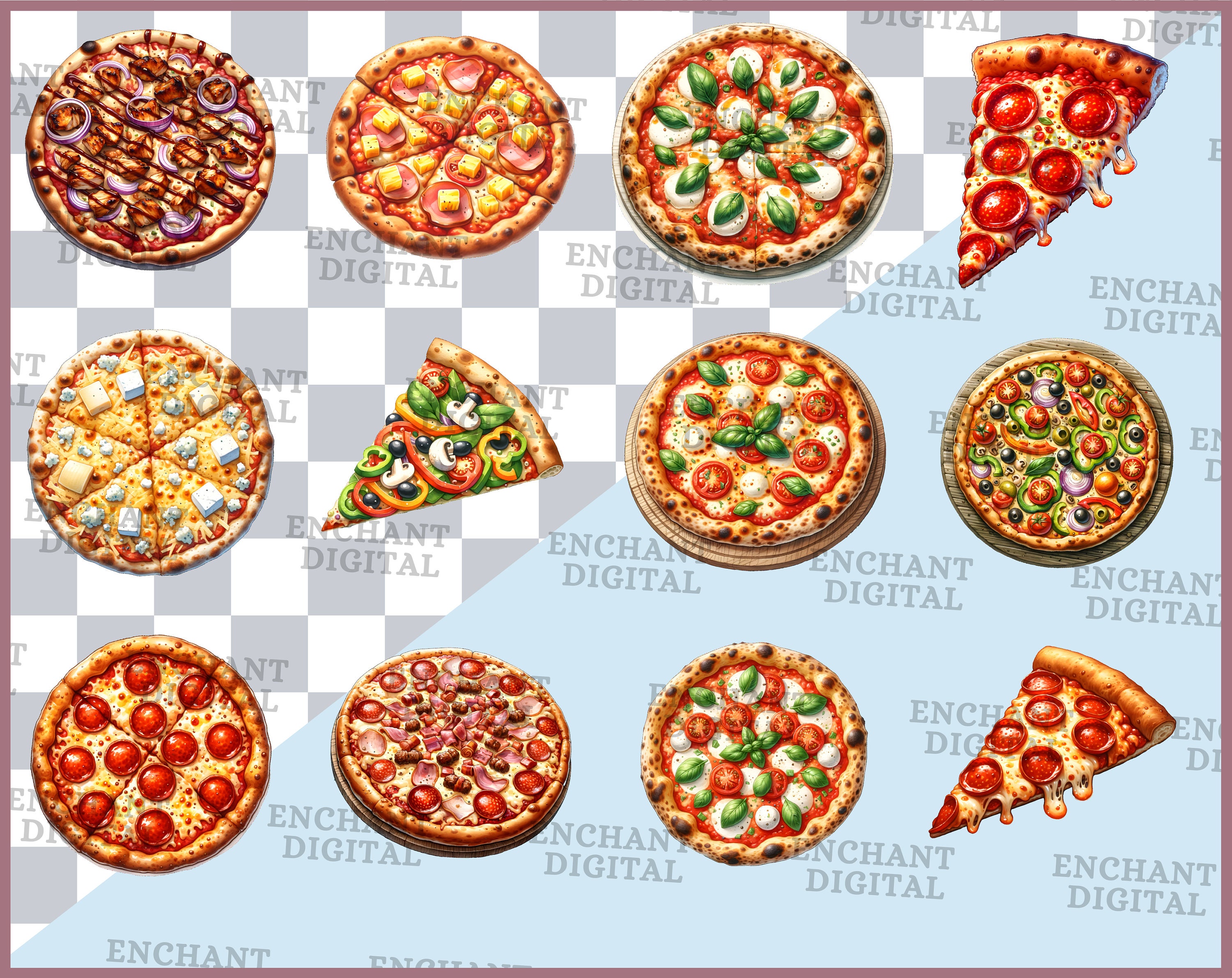 Pizza Clipart - Watercolor Pizza Clipart Instant Download - PNG ...