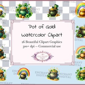 Pot of Gold Clipart - Watercolor Pot of Gold Coins Luck of the Irish ...