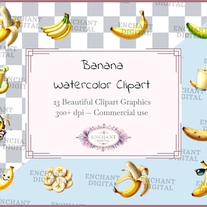 Bananen Clipart - Aquarell Gelb Reif Tropische Früchte geschälte Banane Clipart Sofort-Download - PNG Grafiken bündeln - Kommerzielle Nutzung