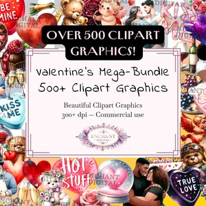Valentine’s Clipart Mega Bundle - Watercolor Clipart Valentine’s Day and Love instant download - PNG Graphics Bundle - Commercial Use