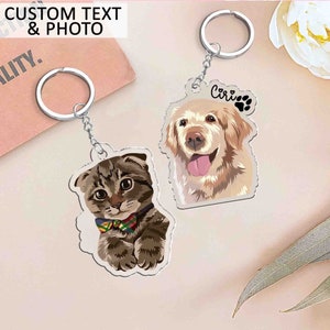 Personalized Pet Portrait Keychain, Pet Memorial Gift Portrait Keychain, Custom Photo  Keychain Pet Gifts, Dog Mom Gift, Pet Lover Gift