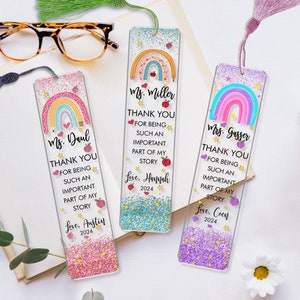 Teacher Appreciation Gift, Personalized Rainbow Teacher Bookmark, Custom End Of School Year Teacher Bookmark, Thank You Gift For Teacher
