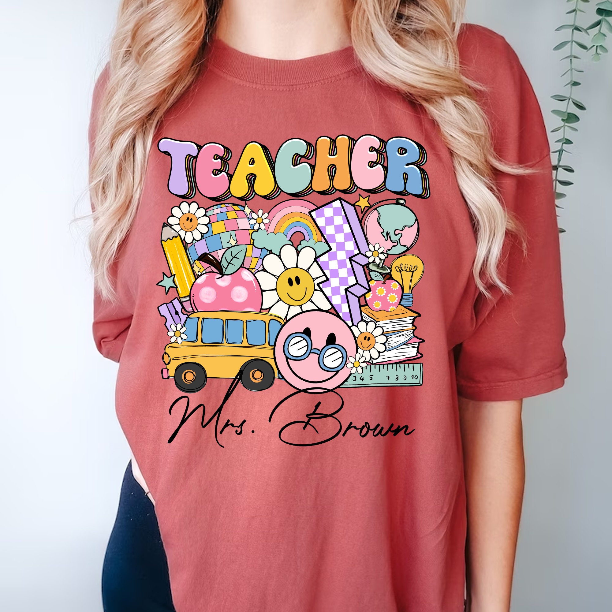 Personalized Retro Teacher Name Shirt, Custom Teacher Name