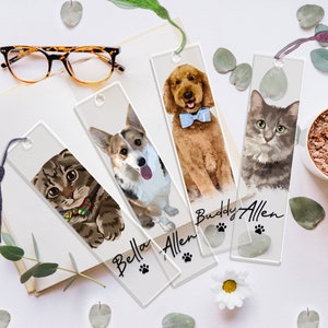 Personalized Portrait Bookmark For Dog Mom, Custom Pet Photo Bookmark,Acrylic Bookmark Gift, Custom Pet Memorial Book Mark, Dog Mom Gift